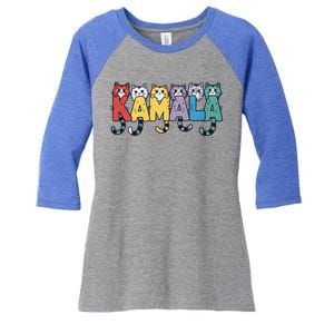 Kamala Cute Cats Colorful Gift Women's Tri-Blend 3/4-Sleeve Raglan Shirt