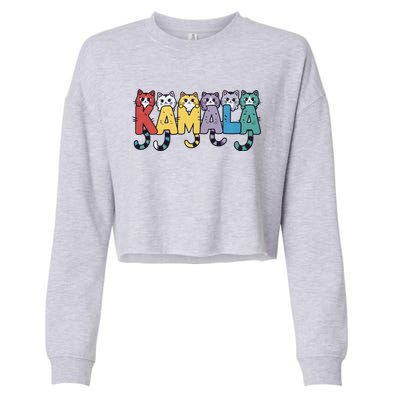 Kamala Cute Cats Colorful Gift Cropped Pullover Crew