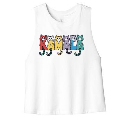 Kamala Cute Cats Colorful Gift Women's Racerback Cropped Tank