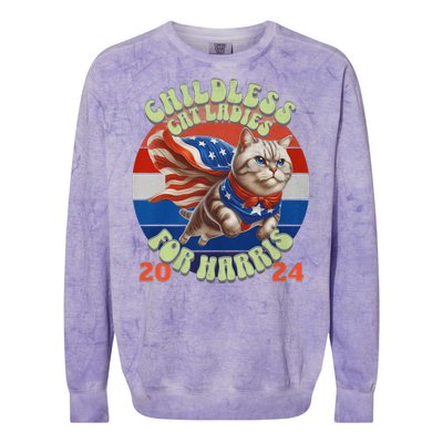 Kamala Childless Cat Ladies For Harris 2024 Colorblast Crewneck Sweatshirt