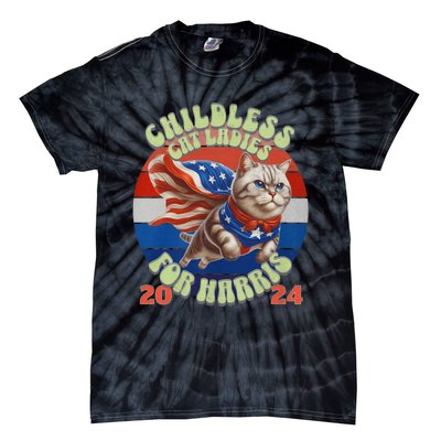 Kamala Childless Cat Ladies For Harris 2024 Tie-Dye T-Shirt