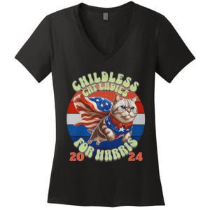 Kamala Childless Cat Ladies For Harris 2024 Women's V-Neck T-Shirt