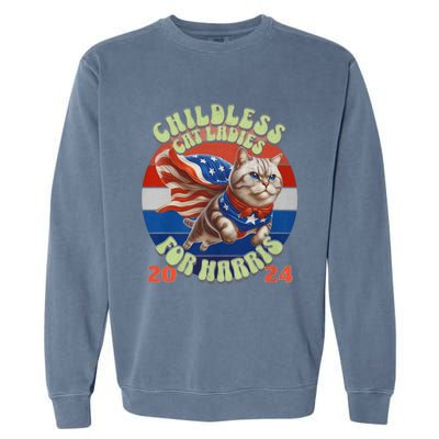 Kamala Childless Cat Ladies For Harris 2024 Garment-Dyed Sweatshirt