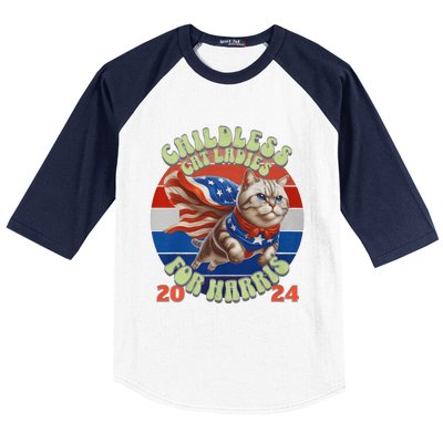 Kamala Childless Cat Ladies For Harris 2024 Baseball Sleeve Shirt