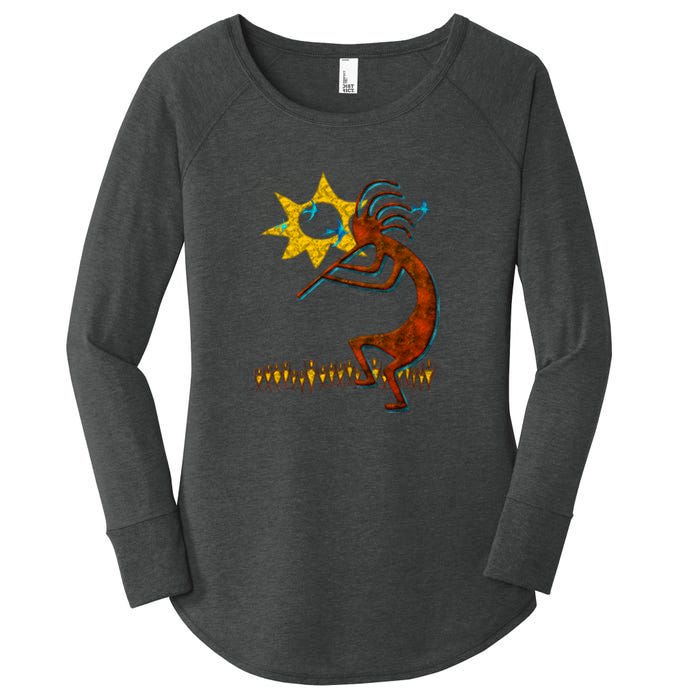 Kokopelli Concert Cool Fashion Native American Women's Perfect Tri Tunic Long Sleeve Shirt