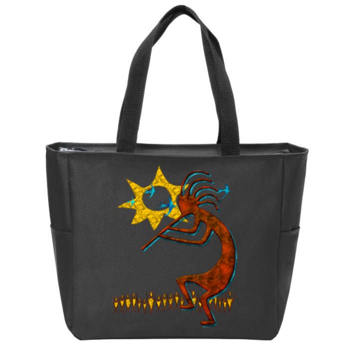 Kokopelli Concert Cool Fashion Native American Zip Tote Bag