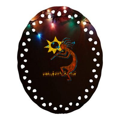 Kokopelli Concert Cool Fashion Native American Ceramic Oval Ornament