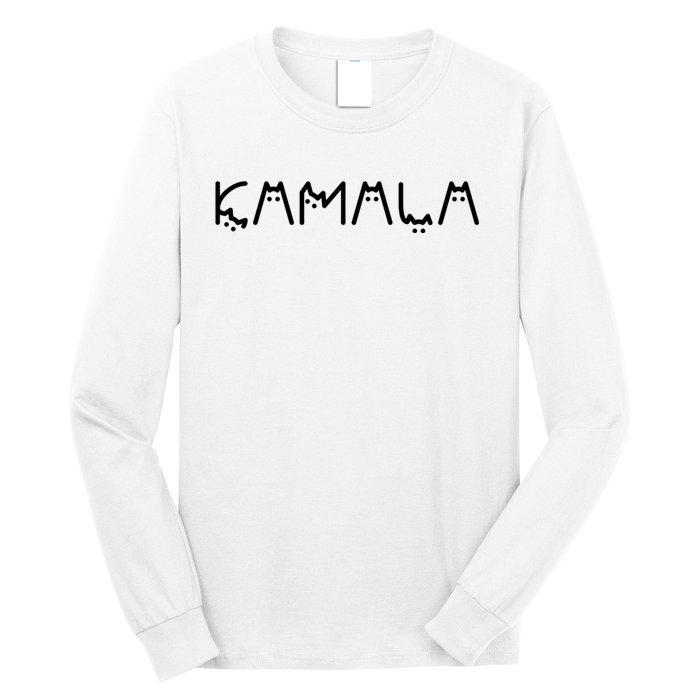 Kamala Cat Cat Shaped Font Letters Subtle Comma La Cute Long Sleeve Shirt