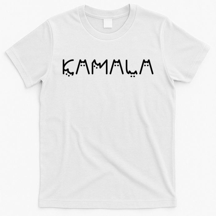 Kamala Cat Cat Shaped Font Letters Subtle Comma La Cute T-Shirt