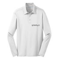 Kamala Cat Cat Shaped Font Letters Subtle Comma La Cute Silk Touch Performance Long Sleeve Polo