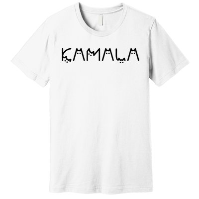 Kamala Cat Cat Shaped Font Letters Subtle Comma La Cute Premium T-Shirt