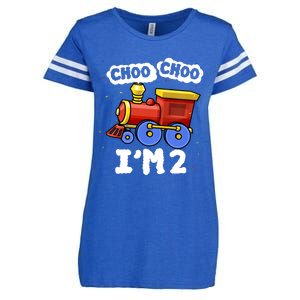 Kids Choo Choo Im 2 Train 2nd Birthday Decoration Party Enza Ladies Jersey Football T-Shirt