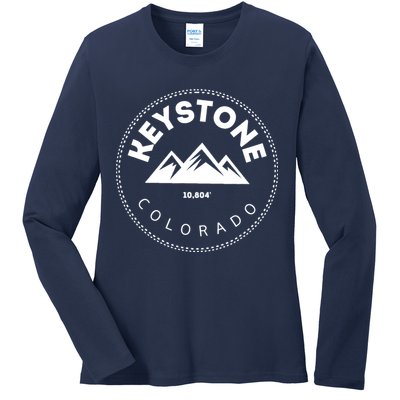 Keystone Colorado Co Mountain Town Funny Gift Elevated Skiing Ladies Long Sleeve Shirt
