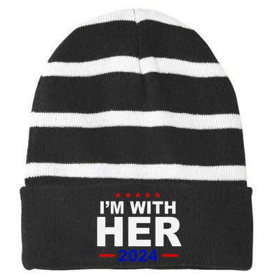 Kamala Childless Cat Ladies For Harris 2024 Striped Beanie with Solid Band