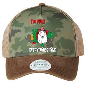 Kitty Cat Christmas Tree IM Fine Okay Funny Family Xmas Cute Gift Legacy Tie Dye Trucker Hat