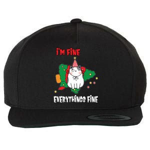 Kitty Cat Christmas Tree IM Fine Okay Funny Family Xmas Cute Gift Wool Snapback Cap