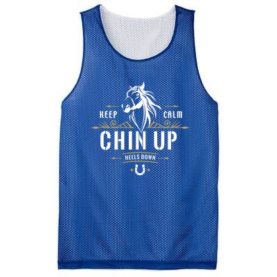 Keep Calm Chin Up Heels Down Gift Funny Horse Horseback Riding Great Gift Mesh Reversible Basketball Jersey Tank