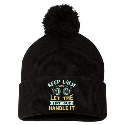 Keep Calm Cars Wheel Fix Dad Tire Guy Pom Pom 12in Knit Beanie