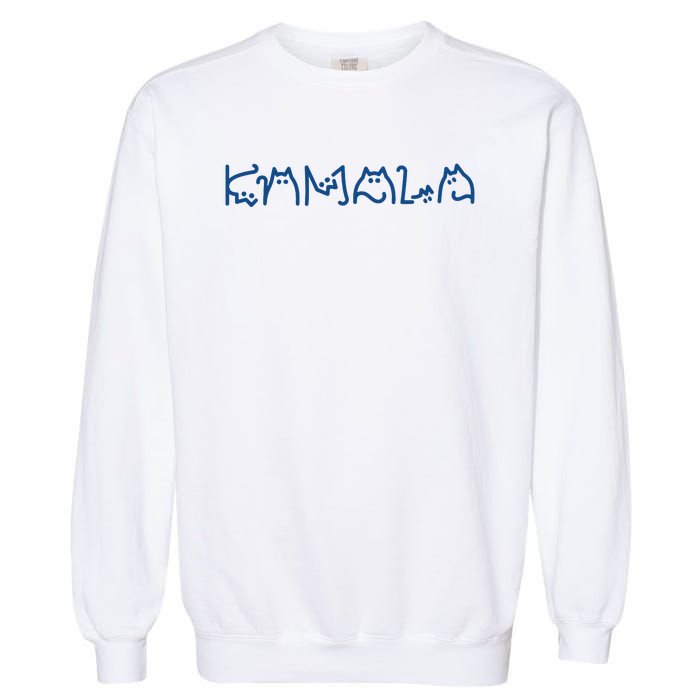 Kamala Cute Cat Typography Garment-Dyed Sweatshirt