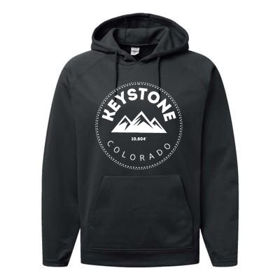 Keystone Colorado CO Mountain Town Funny Gift Elevated CO Skiing Gift Performance Fleece Hoodie