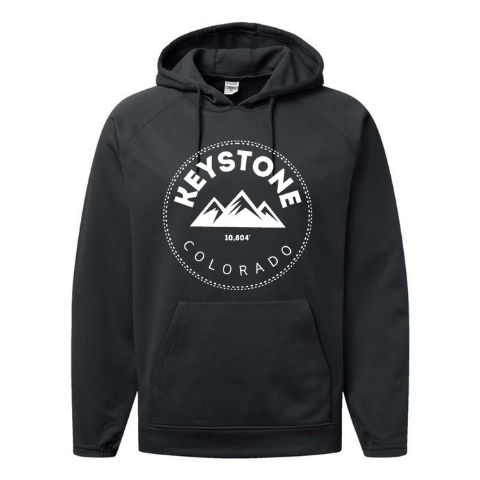 Keystone Colorado CO Mountain Town Funny Gift Elevated CO Skiing Gift Performance Fleece Hoodie