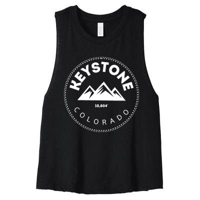 Keystone Colorado CO Mountain Town Funny Gift Elevated CO Skiing Gift Women's Racerback Cropped Tank