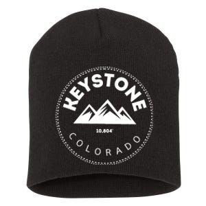 Keystone Colorado CO Mountain Town Funny Gift Elevated CO Skiing Gift Short Acrylic Beanie