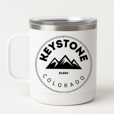 Keystone Colorado CO Mountain Town Funny Gift Elevated CO Skiing Gift 12 oz Stainless Steel Tumbler Cup