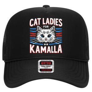 Kamala Crash Comma La Election 2024 High Crown Mesh Back Trucker Hat