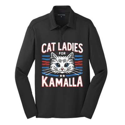 Kamala Crash Comma La Election 2024 Silk Touch Performance Long Sleeve Polo