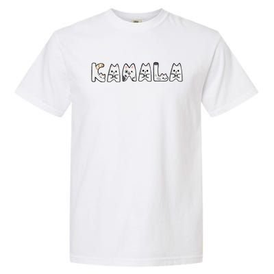 Kamala Cute Cat Lettering Alphabet Cat Lady Support Harris Garment-Dyed Heavyweight T-Shirt