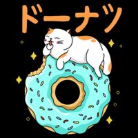 Kawaii Cat Donut Cropped Pullover Crew