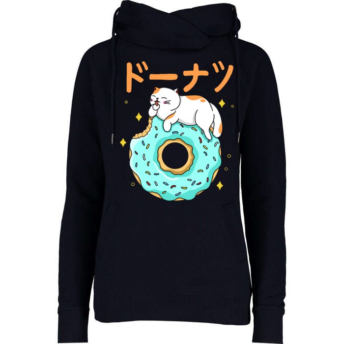 Kawaii Cat Donut Womens Funnel Neck Pullover Hood