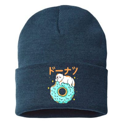 Kawaii Cat Donut Sustainable Knit Beanie