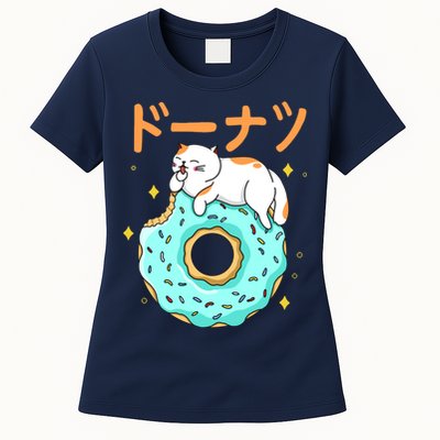 Kawaii Cat Donut Womens T-Shirt