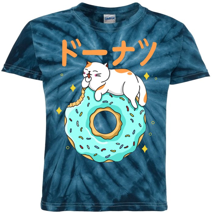 Kawaii Cat Donut Kids Tie-Dye T-Shirt