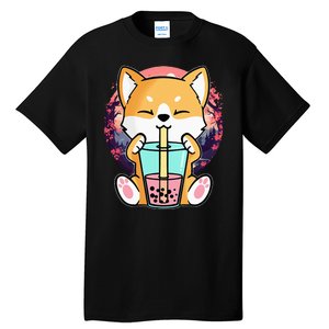 Kawaii Corgi Dog Bubble Tea Boba Anime Neko Japanese Tall T-Shirt