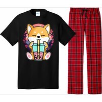 Kawaii Corgi Dog Bubble Tea Boba Anime Neko Japanese Pajama Set