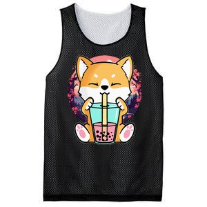 Kawaii Corgi Dog Bubble Tea Boba Anime Neko Japanese Mesh Reversible Basketball Jersey Tank