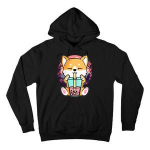 Kawaii Corgi Dog Bubble Tea Boba Anime Neko Japanese Tall Hoodie