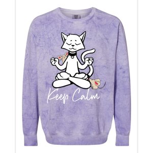 Keep Calm Do Yoga Cat Kitten Meditation Relaxation Gift Colorblast Crewneck Sweatshirt