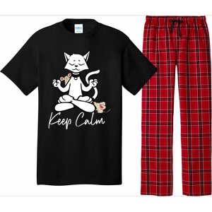 Keep Calm Do Yoga Cat Kitten Meditation Relaxation Gift Pajama Set