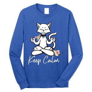 Keep Calm Do Yoga Cat Kitten Meditation Relaxation Gift Long Sleeve Shirt