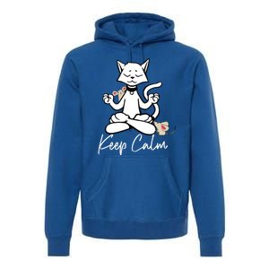 Keep Calm Do Yoga Cat Kitten Meditation Relaxation Gift Premium Hoodie