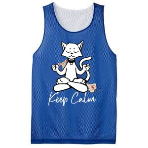 Keep Calm Do Yoga Cat Kitten Meditation Relaxation Gift Mesh Reversible Basketball Jersey Tank