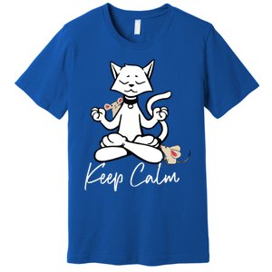 Keep Calm Do Yoga Cat Kitten Meditation Relaxation Gift Premium T-Shirt