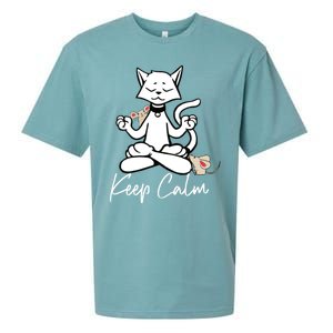 Keep Calm Do Yoga Cat Kitten Meditation Relaxation Gift Sueded Cloud Jersey T-Shirt