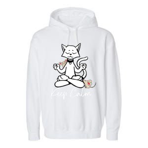 Keep Calm Do Yoga Cat Kitten Meditation Relaxation Gift Garment-Dyed Fleece Hoodie