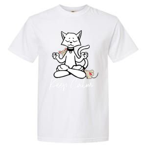 Keep Calm Do Yoga Cat Kitten Meditation Relaxation Gift Garment-Dyed Heavyweight T-Shirt