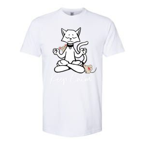 Keep Calm Do Yoga Cat Kitten Meditation Relaxation Gift Softstyle CVC T-Shirt